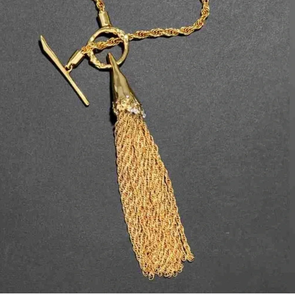 ALEXIS BITTAR • Brut Molten Gold Long Tassel Necklace